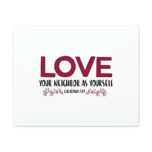 Scripture Sign Love Your Neighbor Galatians 5:14 Red Christian Wall Art Bible V